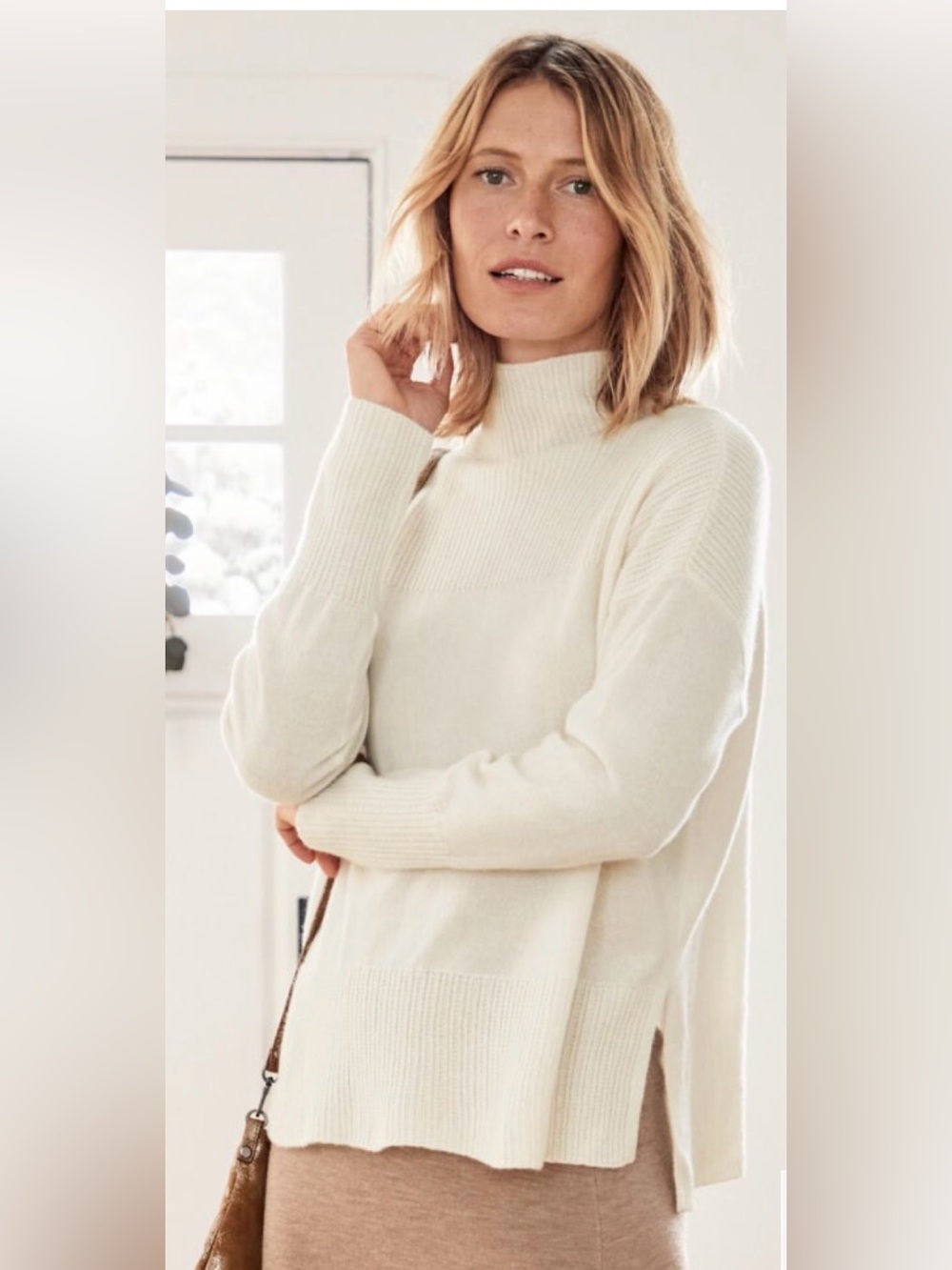 Garnet Hill Highline Cashmere Turtleneck Sweater Size Small